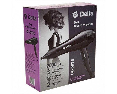 Сушка волос в стиле: Фен DELTA DL-0938 черный - мощность и стиль в одном!