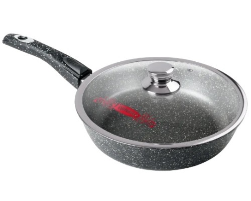 Идеальная сковорода ГОРНИЦА Гранит съемной ручкой и крышкой - приготовление без усилий!