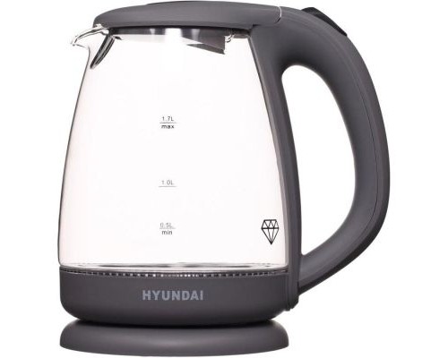 Наслаждайтесь чашкой чая в стильном исполнении с электрочайником HYUNDAI HYK-G1003 серый (стекло)