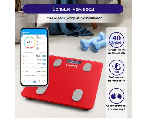 Напольные весы LUMME LU-1334: стильный бордовый гранат