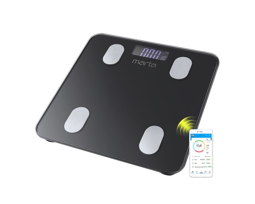 Напольные весы MARTA MT-1683: элегантный черный жемчуг для точного взвешивания