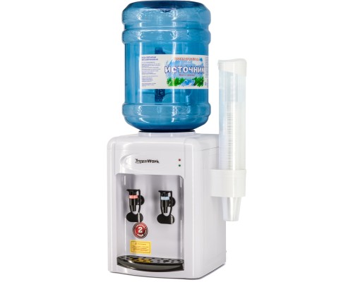 Наслаждайтесь освежающей водой с кулером Aqua Work 0.7-TWR! Удобство и стиль в бело-черном дизайне