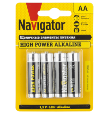 Батарейка NAVIGATOR NBT-NE-LR6-BP4 (АА) щелочная высокой мощности, блистер 4
