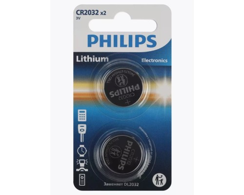 Батарейка PHILIPS CR2032-2BL Lithium блистер 2