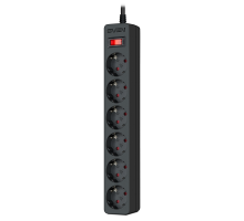 Сетевой фильтр SVEN SF-06E 6 розеток, 3 м, с защитными шторками, черный