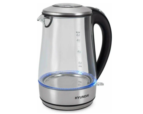 Электрочайник HYUNDAI HYK-G8406 серебрянный/стекло