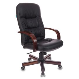  Кресло руководителя Бюрократ T-9908, WALNUT черный кожа крестовина металл 