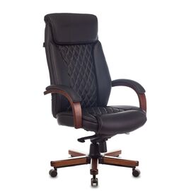  Кресло Бюрократ T-9924Walnut (T-9924Walnut/Black) кожа черный 