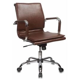  Кресло руководителя Бюрократ CH-993-LOW/BROWN низкая спинка коричневый искусственная кожа крестовина хром 