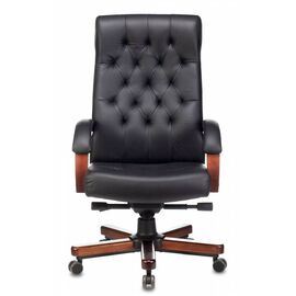 Кресло Бюрократ T-9928Walnut кожа черный 