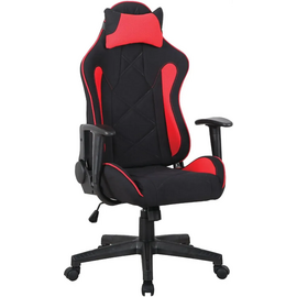  Кресло игровое BRABIX GT Racer GM-101 (531820) на колесиках, ткань, черный/красный 