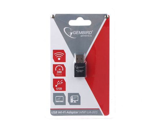  GEMBIRD WNP-UA-005, W-Fi USB Адаптер мини, 300Mbps, 2.4GHz, 802.11b/g/n 