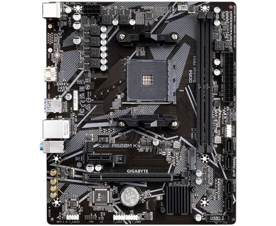  MB sAM4 Gigabyte A520M K V2, Socket AM4, AMD A520, 2xDDR4-3200, D-SUB+HDMI, 1xPCI-Ex16, 1xPCI-Ex1, 4xSATA3(RAID 0/1/10), 1xM.2, 8 Ch Audio, GLan, (2+4)xUSB2.0, (4+2)xU 