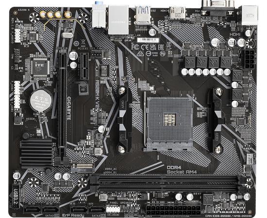  MB sAM4 Gigabyte A520M K V2, Socket AM4, AMD A520, 2xDDR4-3200, D-SUB+HDMI, 1xPCI-Ex16, 1xPCI-Ex1, 4xSATA3(RAID 0/1/10), 1xM.2, 8 Ch Audio, GLan, (2+4)xUSB2.0, (4+2)xU 