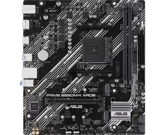  MB sAM4 ASUS PRIME B550M-K ARGB, AMD B550, 2xDDR4-3200 МГц, 1xPCI-Ex16, 2xM.2, Micro-ATX 