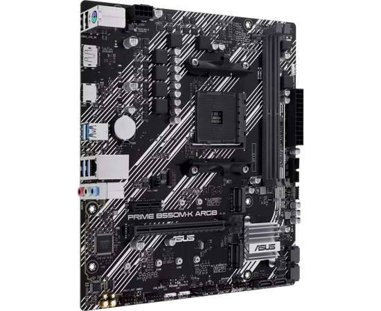  MB sAM4 ASUS PRIME B550M-K ARGB, AMD B550, 2xDDR4-3200 МГц, 1xPCI-Ex16, 2xM.2, Micro-ATX 