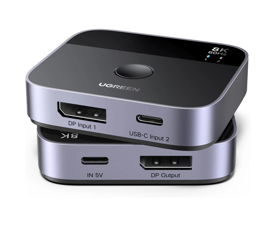  KVM-переключатель UGREEN AW701 (65878) 2 in 1 8K 60Hz DisplayPort USB-C Switcher Black 