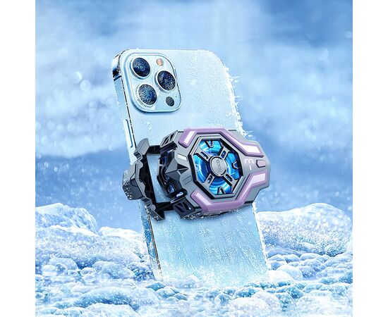  Кулер игровой (охлаждение) для смартфонов HOCO GM26 Ambitious cooling mobile phone fan (черный/фиолетовый) 