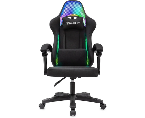  Кресло игровое KNIGHT Wolf RGB B ткань, черный 