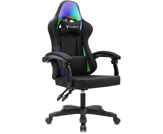  Кресло игровое KNIGHT Wolf RGB B ткань, черный 