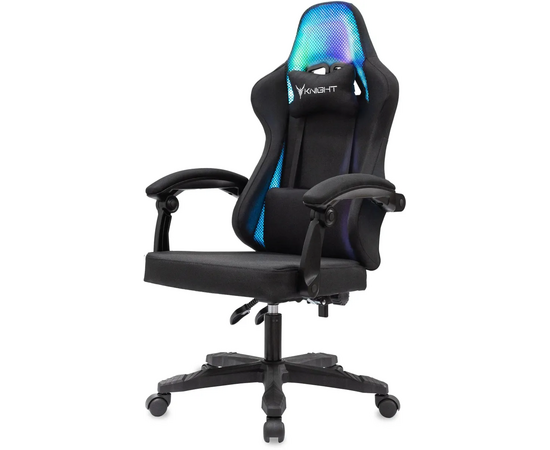  Кресло игровое KNIGHT Wolf RGB B ткань, черный 