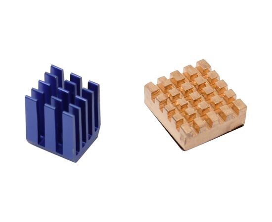  Набор радиаторов ACD RA207 Golden (14x12x5mm) + Blue (9x9x12mm) Heat Sink set for Raspberry Pi3 B, Pi3 B+, Pi4 